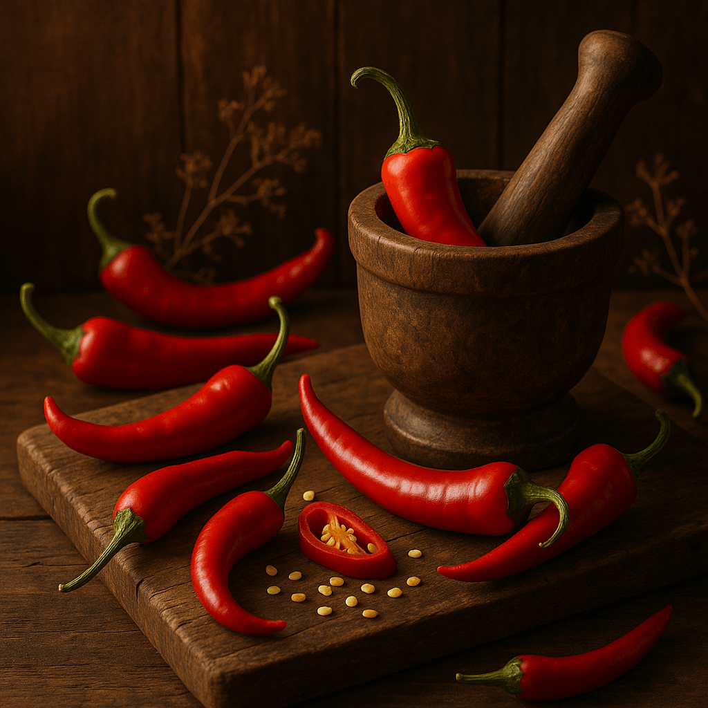 Sarkanie čili pipari kapseicīna avotam